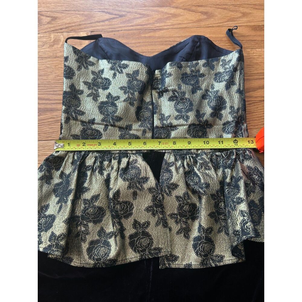 Vintage 80s SWEETHEART PROM STRAPLESS Boned Mini Gold PARTY COCKTAIL DRESS Sz 5 - Picture 7 of 8